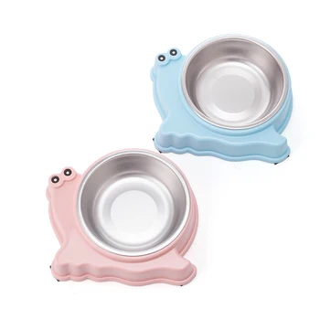 Lynpet New Design Two Layer Snail Type Plastic Stainless Steel Pet Dog Bowl Anti-slip Cat Food Water Feeder