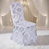 Metallic Silver Printing on White Spandex Chair Cover