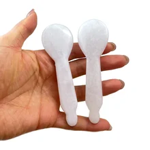 Custom Jade Guasha Spatula White Jade Gua Sha Spoon Face Massage Tools White Jade Acupressure Gua Sha Spoon  for Face Sculpting