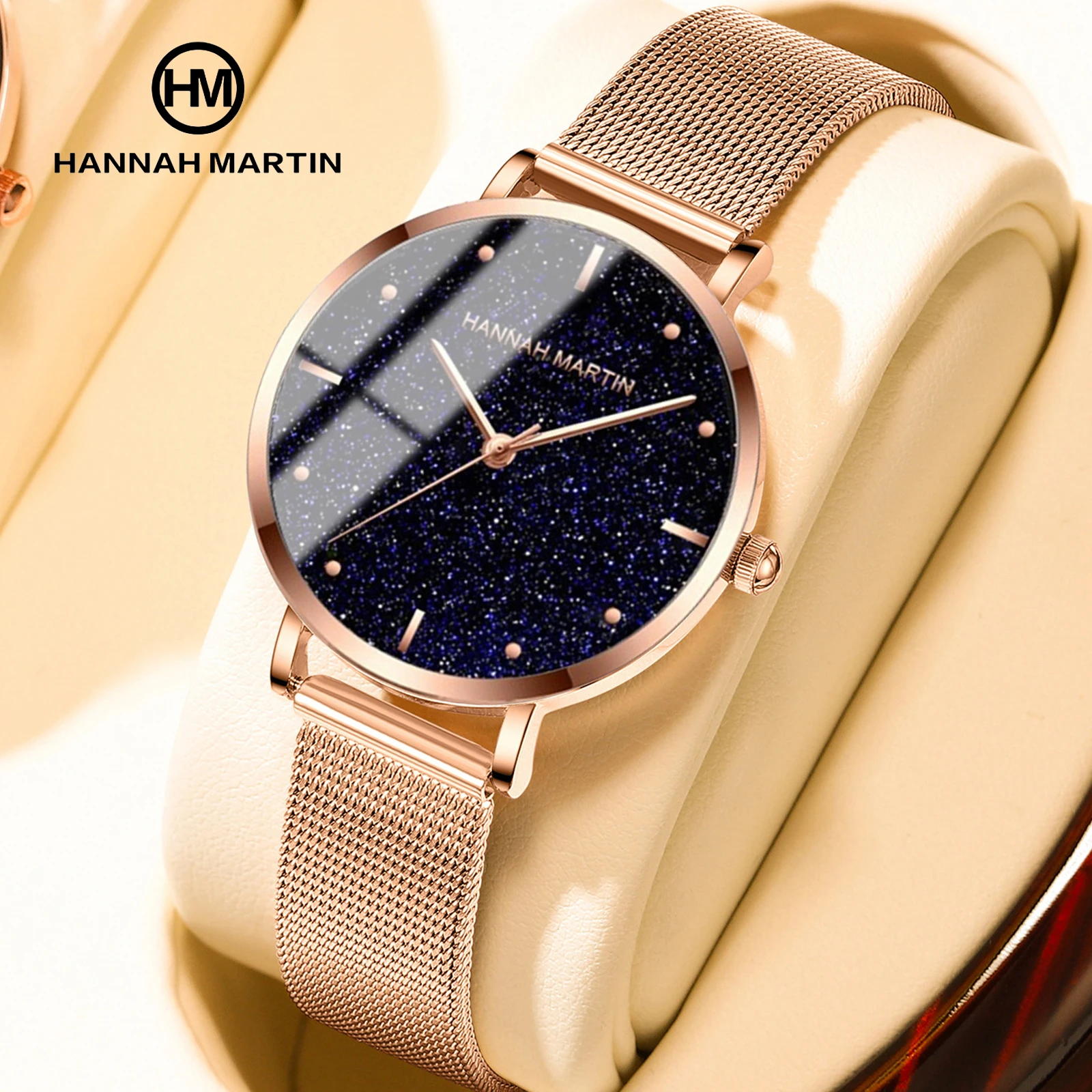 Hannah Martin Watch Factory Japan Movement 3 Bar Wholesale Low Price Minimalist Custom Logo Luxury Quartz Wrist Watch for Women