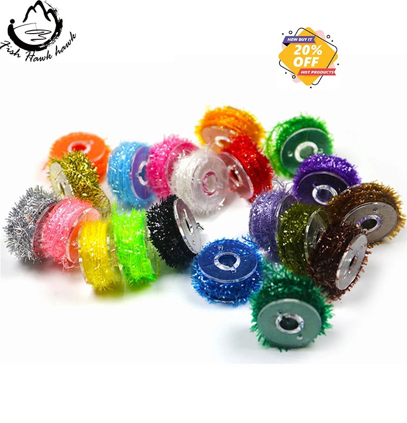 6 Colors Tinsel Chenille Crystal Flash Line Fly Tying Streamer Flies Materials 