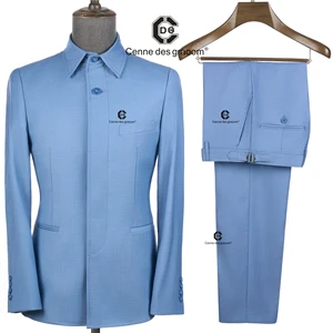 Cenne Des Graoom 2026 New Safari Men Suits Sky Blue Tailor-Made Formal Casual Business Official Daily Wear Costume Homme