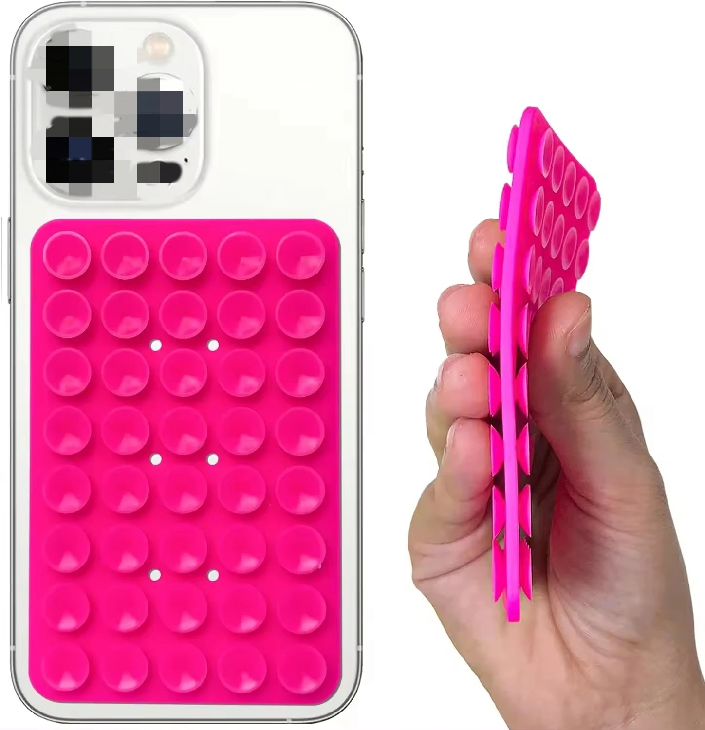 Confezione Da 2 Supporti A Ventosa Per Telefono - Adesivo Riavvibile Per Selfie E Video, Verde Neon + Trasparente