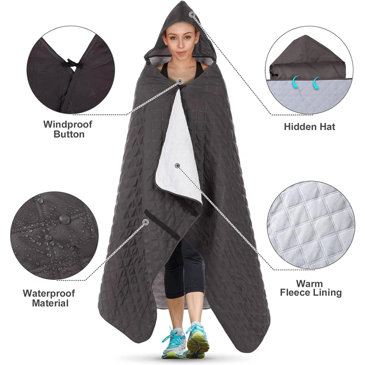 Large Size Outdoor Camping Blanket Portable Waterproof Hooded Blanket