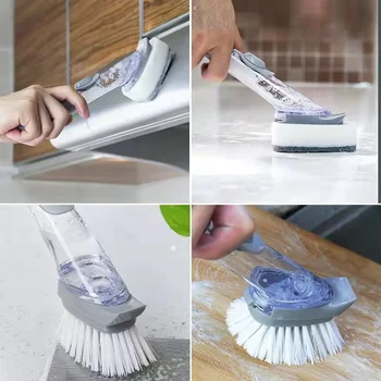 Dishwashing cepillos de limpieza Kitchen Clean Tools Cleaning Brushes Long Handle Brush Dish Washing Brush 2 in 1 with Sponge