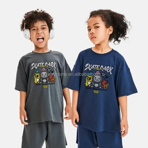 Kids Happy Jungle Friends Apparel Set Customizable 230g Cotton T Shirt and Shorts Casual Outfit Multi Colors