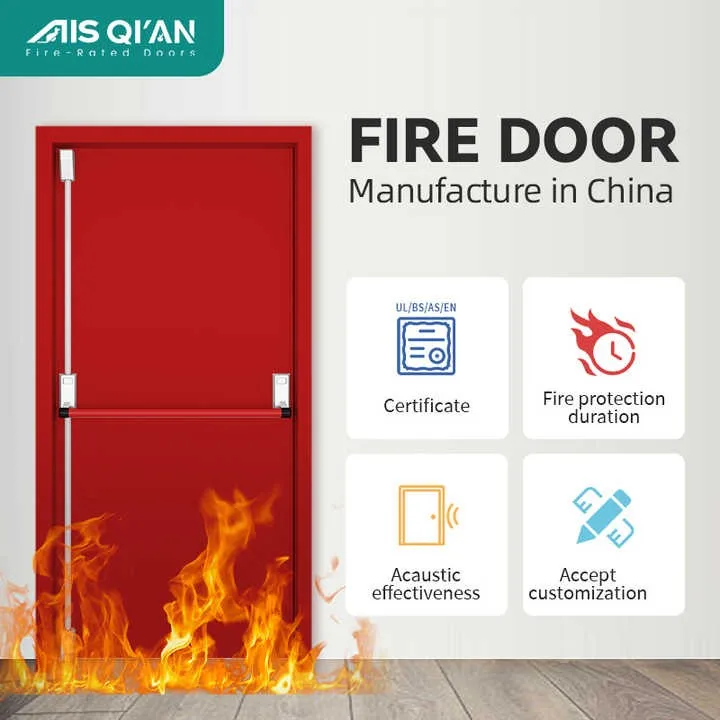 AIS Customized Alu Interior Quality with Glass Metal Modern Room Home Rated Fire Resistant Doors Steel Fire Proof Exit Door