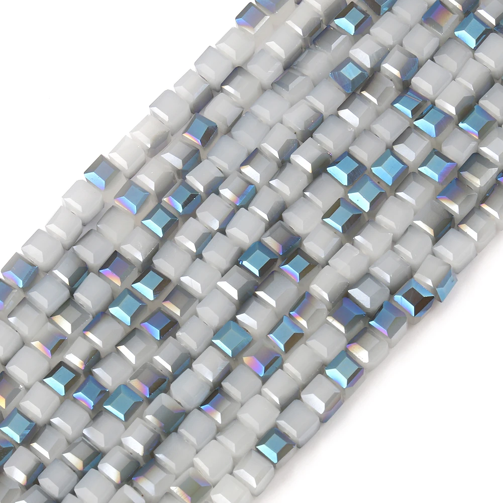 50 Pz 6mm Misto Cristallo Di Vetro Quadrato Piatto Sfaccettato Cubo Perline Per Fai Da Te Fare Braccialetto Di Amicizia Primavera Parto Indumento Decorazione