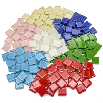 China wholesale square crystal colorful diy glass mosaic tiles pieces for craft