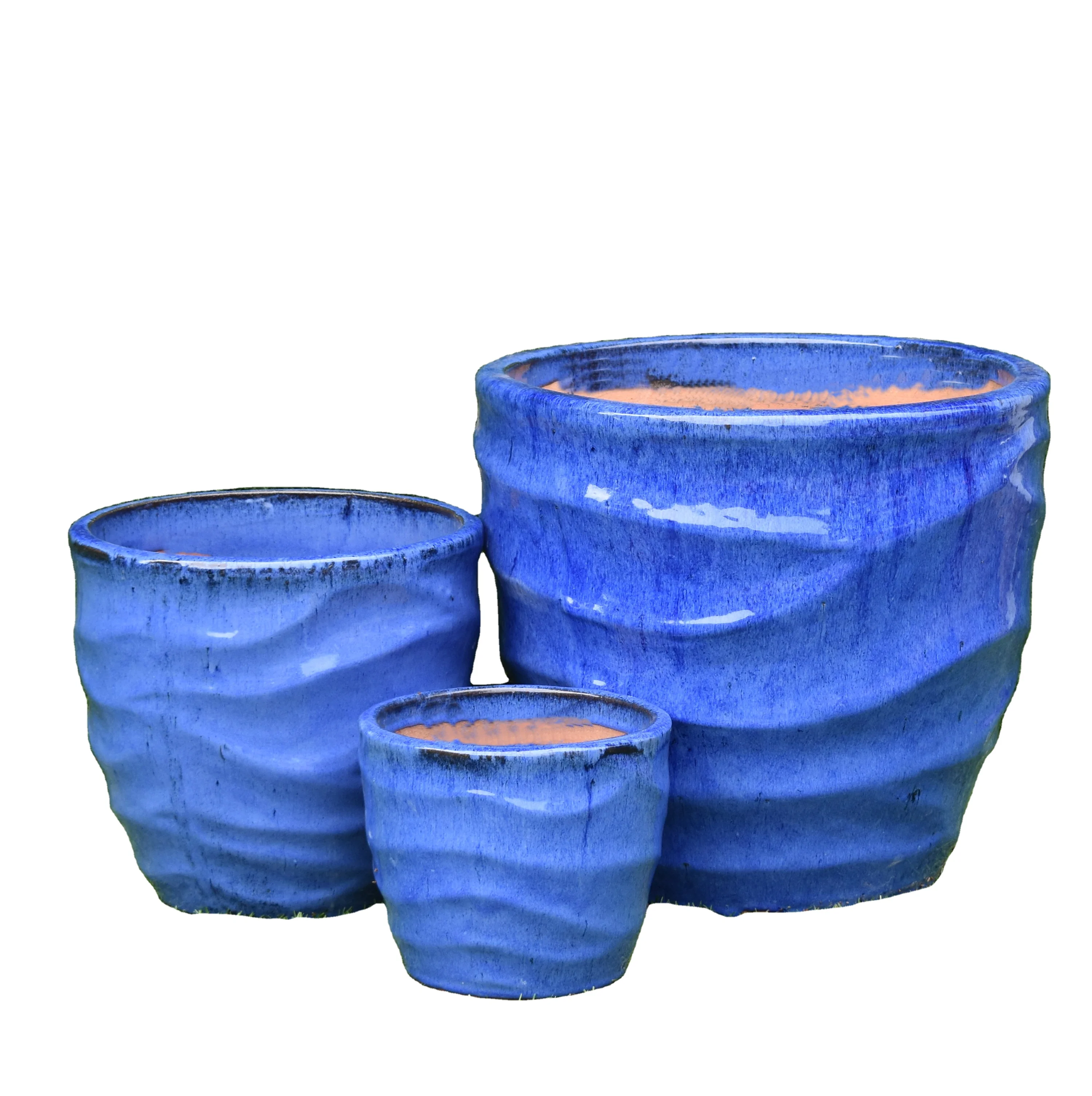 Wholesale Hot Sale round Glazed Ceramic Planters Indoor and Outdoor Home and Garden Flower Pot Clay Glaze Pot