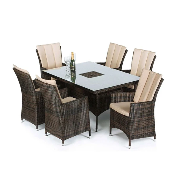 6 seater rattan dining set with ice bucket