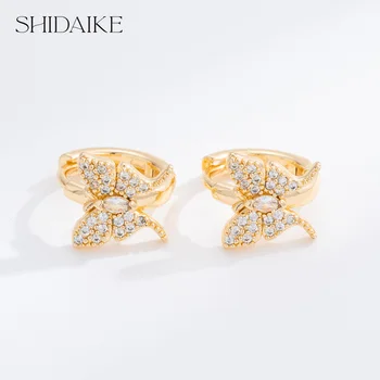 18K Gold Plated Brass Zircon Stones Heart Clip-On Earrings Trendy Boutique Fashion Party Jewelry Factory Wholesale