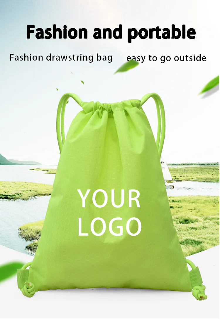 Custom Logo Plain Polyester Drawstring Bag Eco Friendly Nylon Carry Gift Bag Drawstring Bag