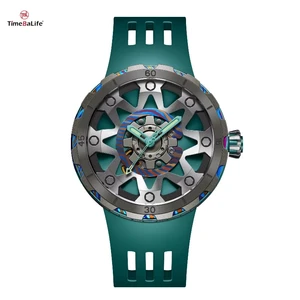 Factory Custom Men Watch Rubber Strap Luxury Unique Damascus Titanium Dial Automatic Diver Mechanical Watch for Men