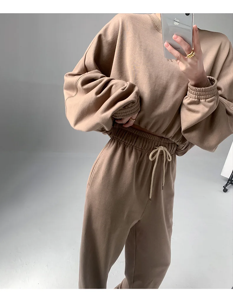 Ready to ship outfit active long sleeve ladies tracksuits set