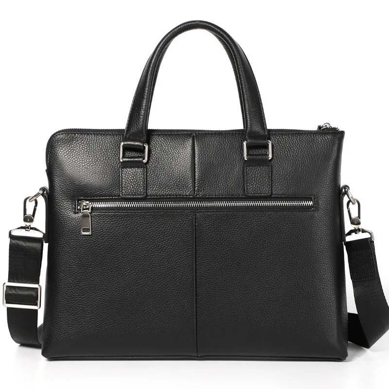 Дизайнерский кожаный портфель с защитой от кражи, мужская повседневная сумка для ноутбука из натуральной воловьей кожи, черная деловая сумка