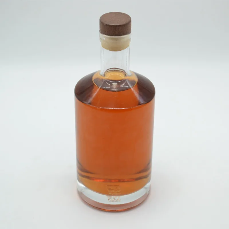 Fancy Clear Flint Vodka Whisky Wine Spirit Glass Bottle for Whiskey Custom logo Round Shape750ml Glass Liquor Bottles Wholesale
