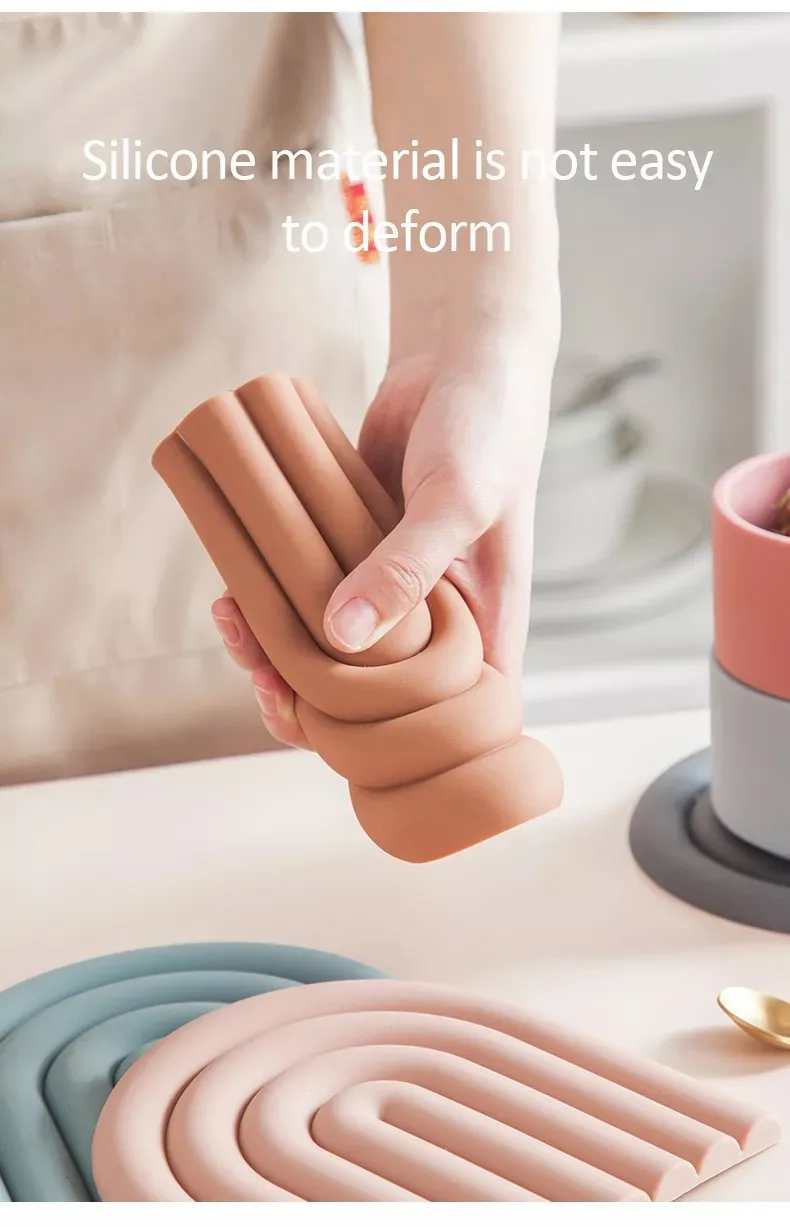 Silicone Dining Table Placemat Creative Rainbow Design High Temperature Resistant Coffee Cup Mat 5mm Thick Household Mat details