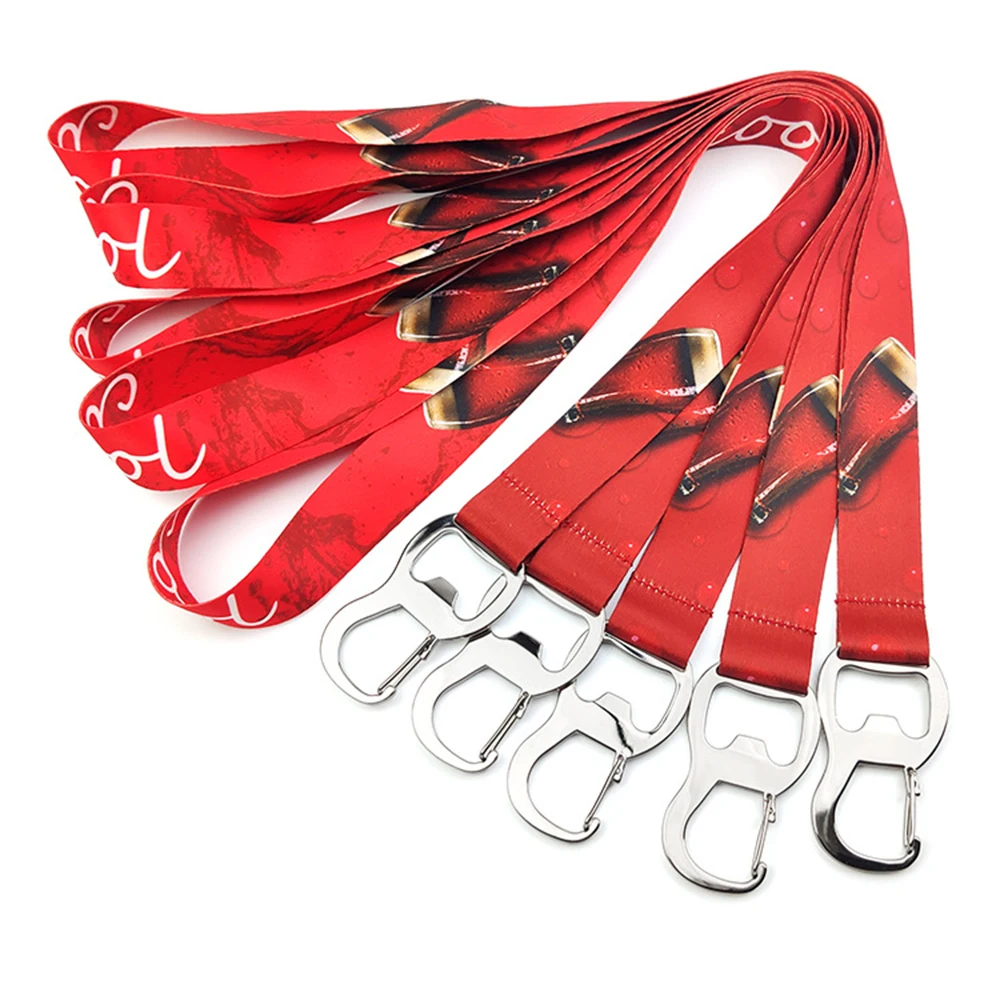 Factory Direct Custom Printed Neck Strap Lanyard Sublimation Bottle Opener Lanyard High Quality Bottle Opener Lanyard With Logo