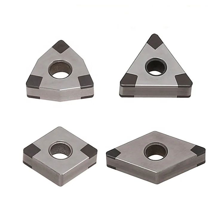 Inserción De Torno CNC De CBN (WNGA080408-3) Para Acero Endurecido Y Fundición, Alta Resistencia Al Desgaste, Larga Vida útil, Cuerpo De Carburo, Medida 8.7x4.76mm