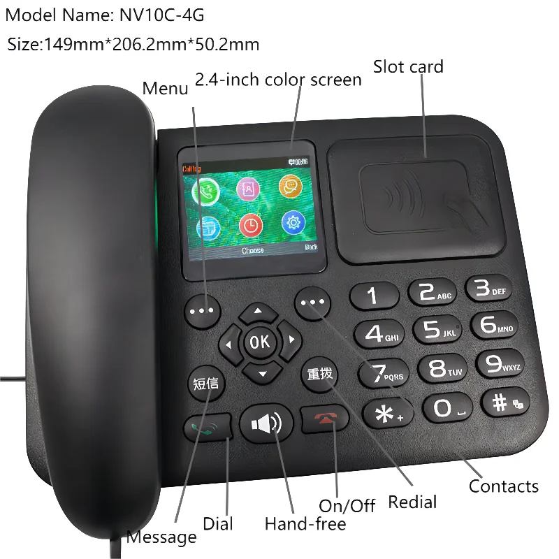 4g Lte Gsm Volte Cordless Desk Phone Wireless Desktop Telephone With