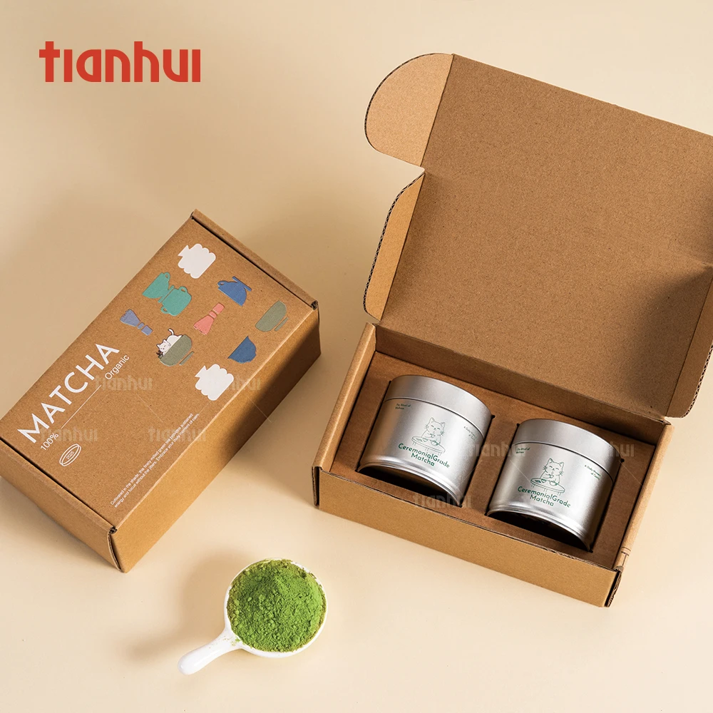 Складная упаковка для отправки Tianhui, индивидуальная коробка для матча, гофрированный подарочный набор, минимальный объем заказа 100 шт.