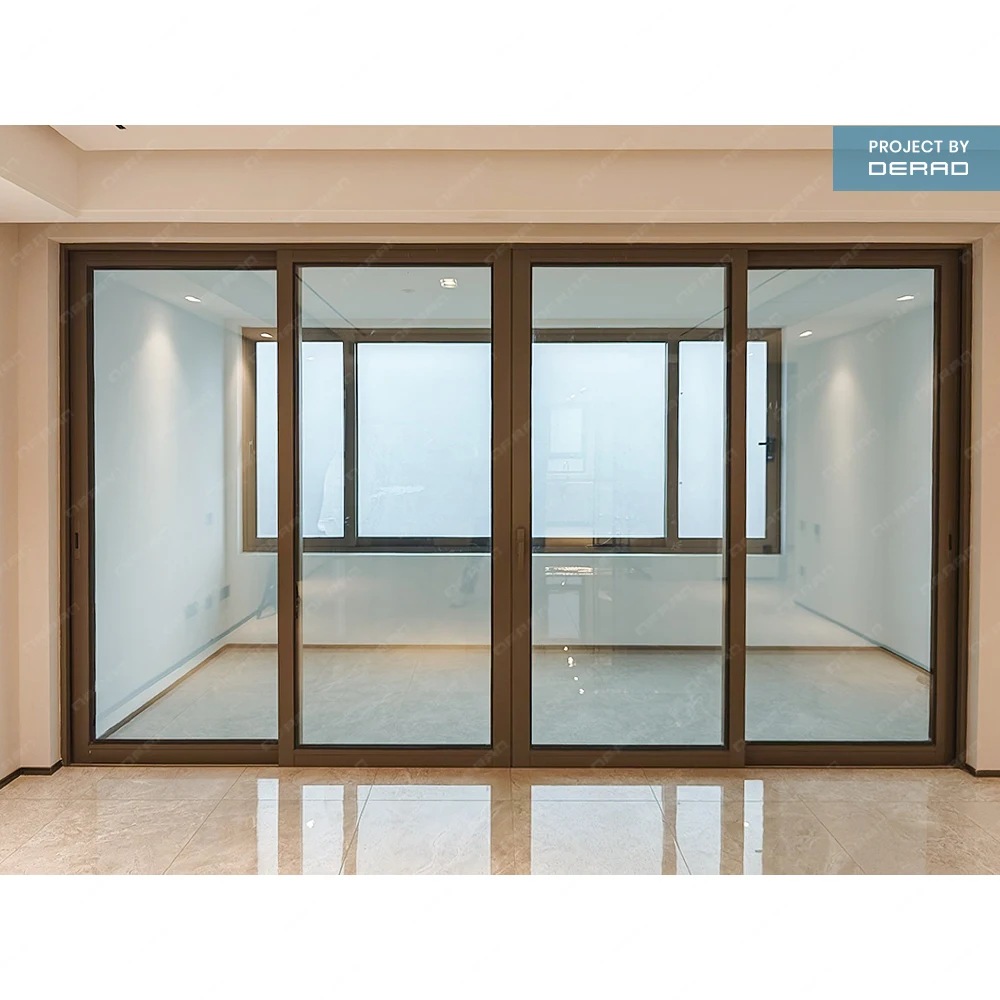 DERAD heat insulation hot sales modern aluminum profiles sliding doors with double ganes tempered glass for residential villa