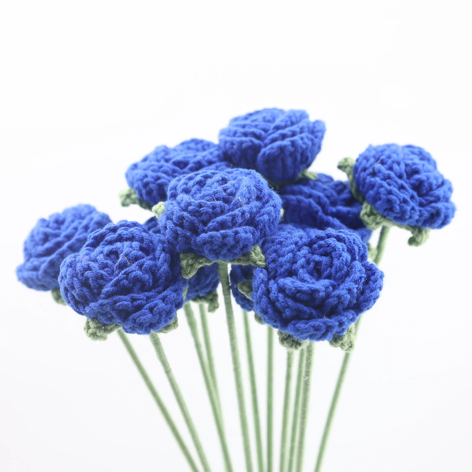 Crocheted Bubble Rose Bouquet 1pc DIY Handmade Woven Plant Simulation Flowers for Wedding Home or Girlfriend's Gift Crafts