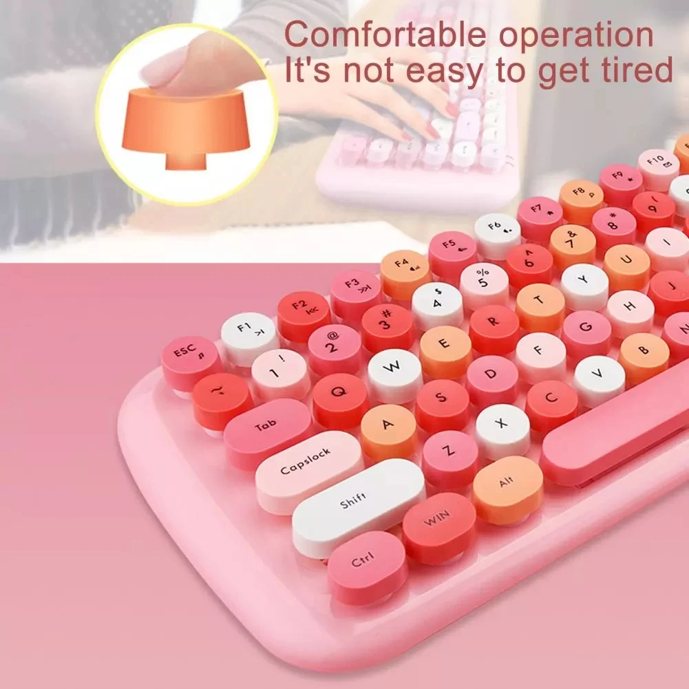 Hot Sale 2.4G Keyboard and Mouse Wireless Jelly Candy Color Mix Pink Combo For PC