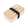Single Layer Bamboo Lid Lunch Box - Beige