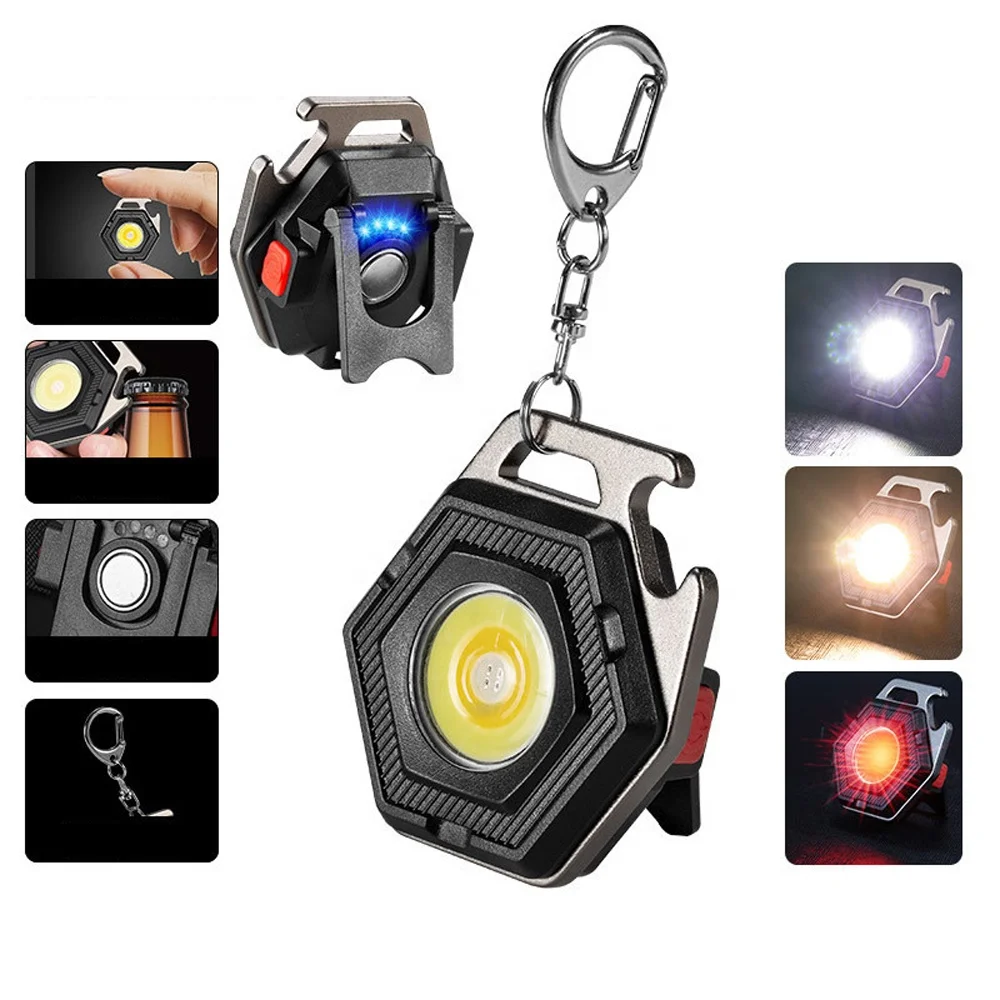 Lampe De Poche Lampe Torche LED Rechargeable Mini Blukar - Porte-clés, 3 Modes, IPX6 Étanche, USB-C, Pour Camping Et Urgence, Rouge Lampe Blukar Rechargeable
