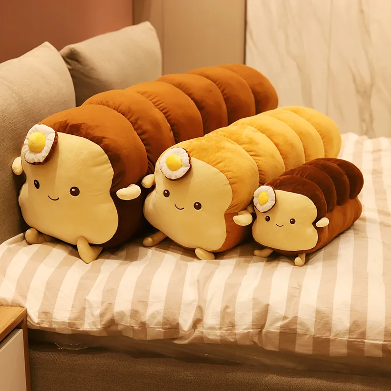 Creative Simulation Large Sleeping Pillow Cushion Soft Plush Toy of Toast Poached Egg & Sliced Bread Filled with PP Cotton
