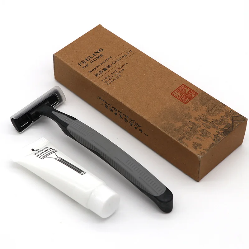 Customized Plastic Razor And Cream Men Hotel Disposable Travel Shaving Kit