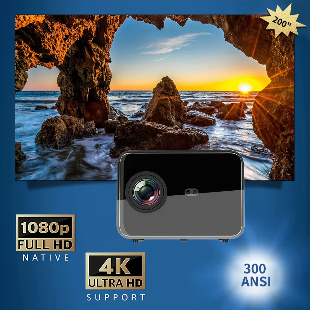 4K LED Home Theater LED Android 1080P Portable Pocket Projector Mobile Smart Mini Projector