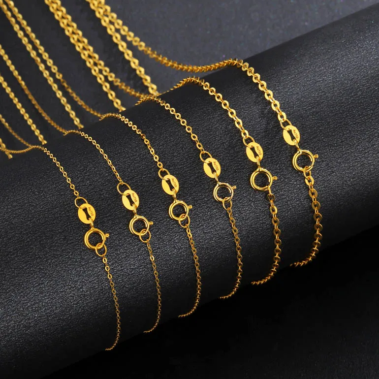 Luxury Fashion Pure Be Real Solid 18k Gold Chain Necklace Bereal Au750