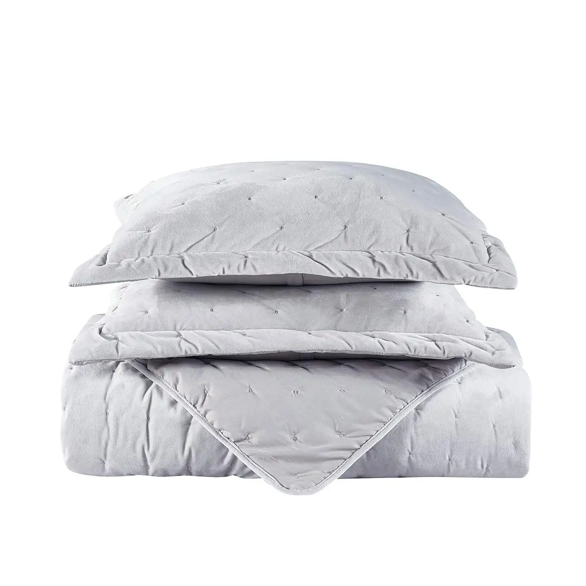 Fluffy Customized Size Quilt Velvet White Coverlet 3pc Set,Oversized