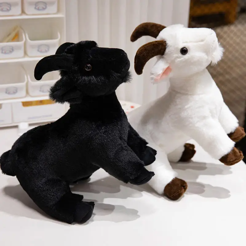 New Super Soft Simulation White Soft Toy Goat Cuddly Black Mountain Goat Stuffed Animal Lifelike Goat Plush Toys Child Gift