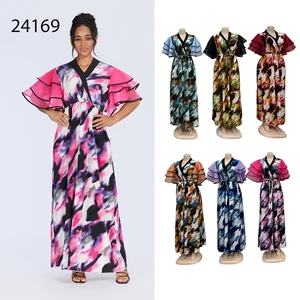 Wholesale New Summer Casual V-neck Printed Short Sleeve Breathable Fashion Dress