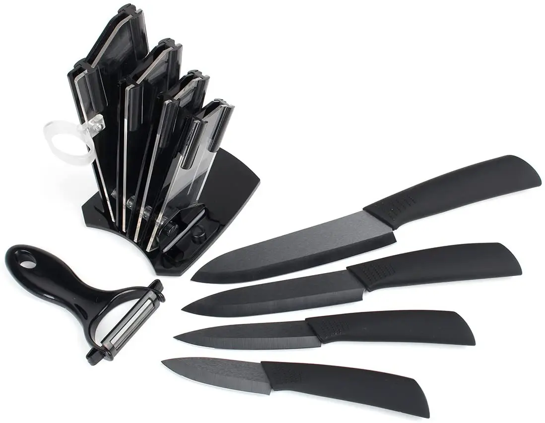 ceramic knife set with block