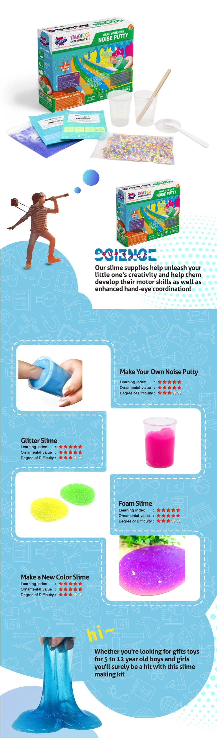 Big Bang Science Hot Make Your Own Noise Putty Diy Slime Kit 8+ Slime