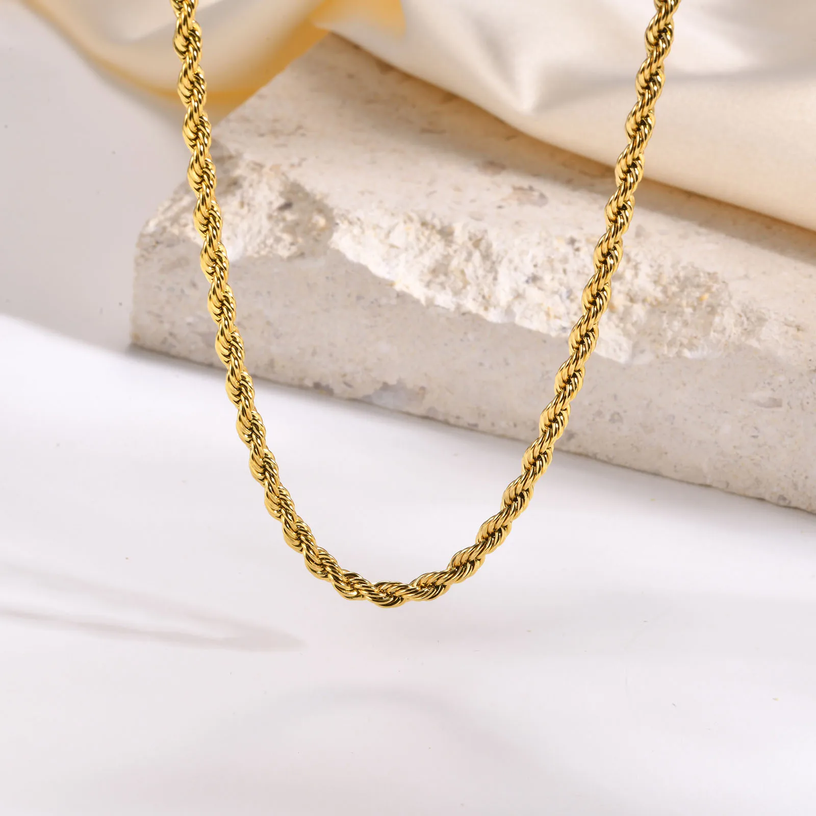 Joolim Jewelry 18k Gold Plated Simple Rope Necklace Stainless Steel ...