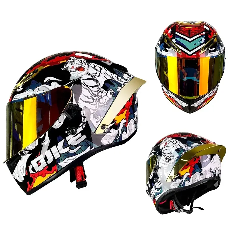 OEM DOT Full Face Motorcycle Helmets Double Visor Casco De Moto With Large  Tail Pinlock Motorcycle Helmet Motorcycles