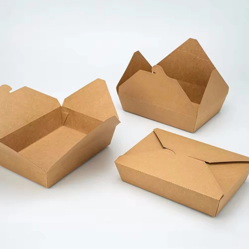 Disposable Takeout Kraft Paper Lunch Boxes,Paper Food Containers,200 ...