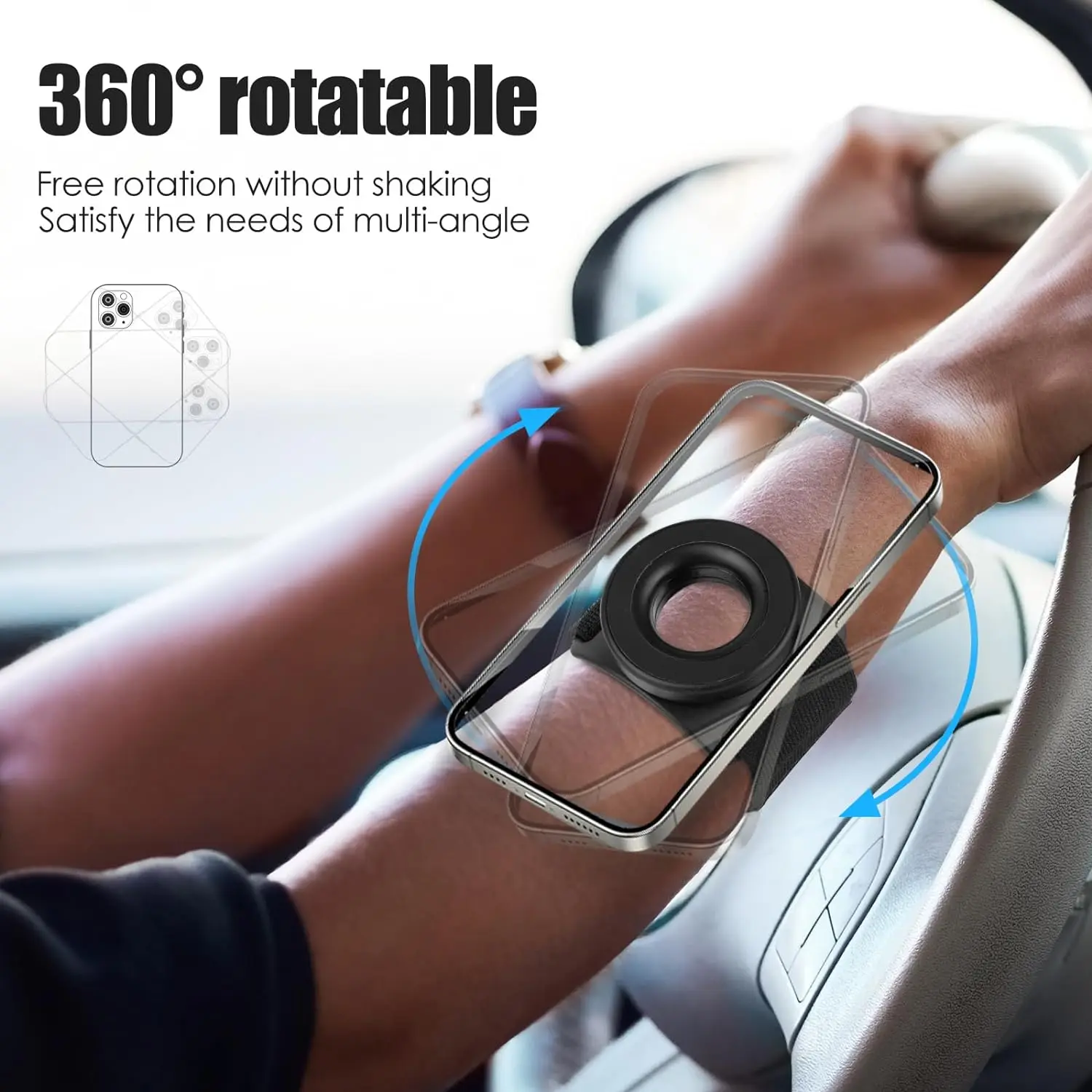 Flexible 360 Rotatable Strong Magnet Strap Durable Wristband Phone Holder for Sports & Indoor Activities Mobile Use