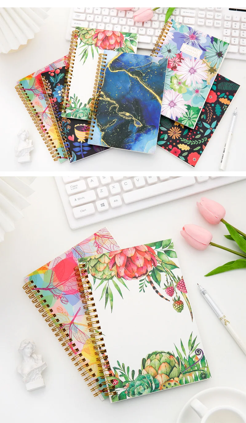 Custom Flower Pattern Hard Cover A4 Spiral Notebook A5 Sublimation ...