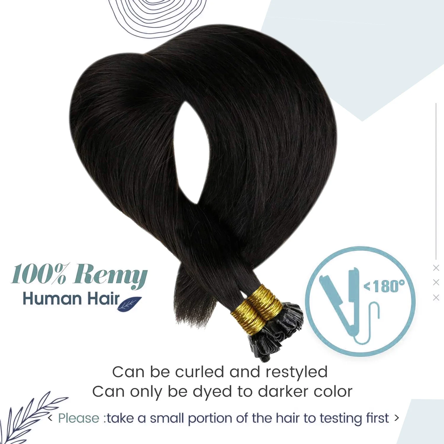 Extensii de păr drepte cu vârf în U, 100% păr uman real, 16-26 inci, 50 g, extensii de păr Fusion, culoare 1B negru, pentru salon, de înaltă calitate_voghion.com