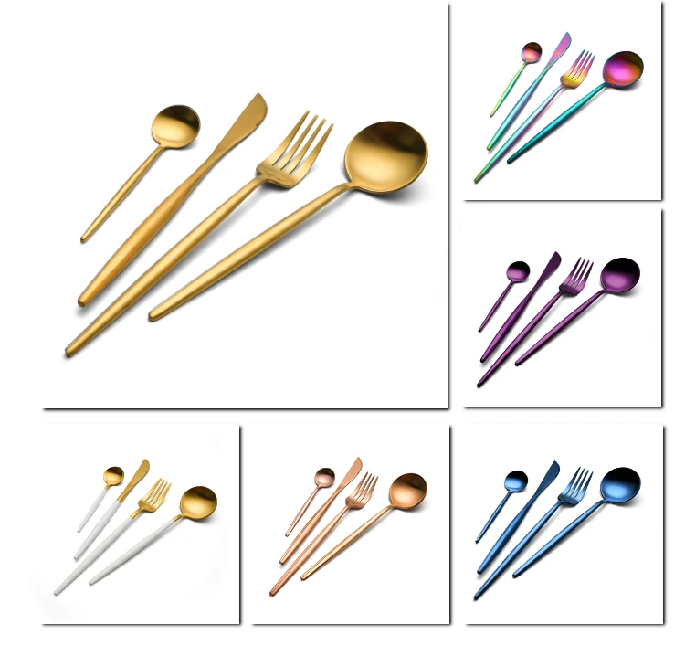 4pcs Stainless Steel Wedding Golden Bulk Flatware And Silverware Knife