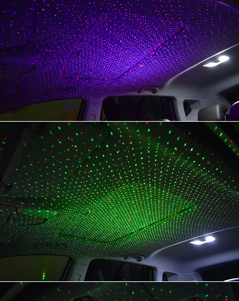 Car Interior Atmosphere Starry Laser Lamp USB Led Roof Car Star Night Light Projector Super Brightness Auto Starry Adornment