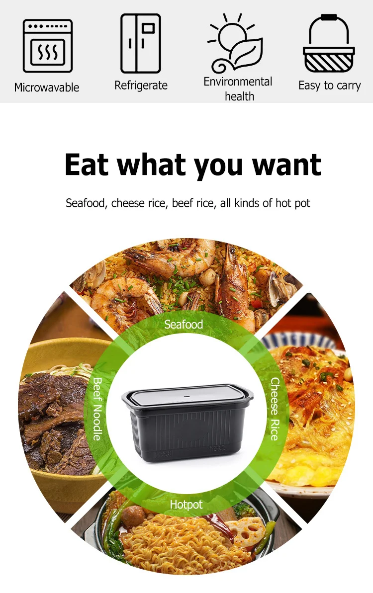 Custom Disposable Thermos Compartment Self Heating Instant Lunch Box Hot Pot Plastic Pp Plastic