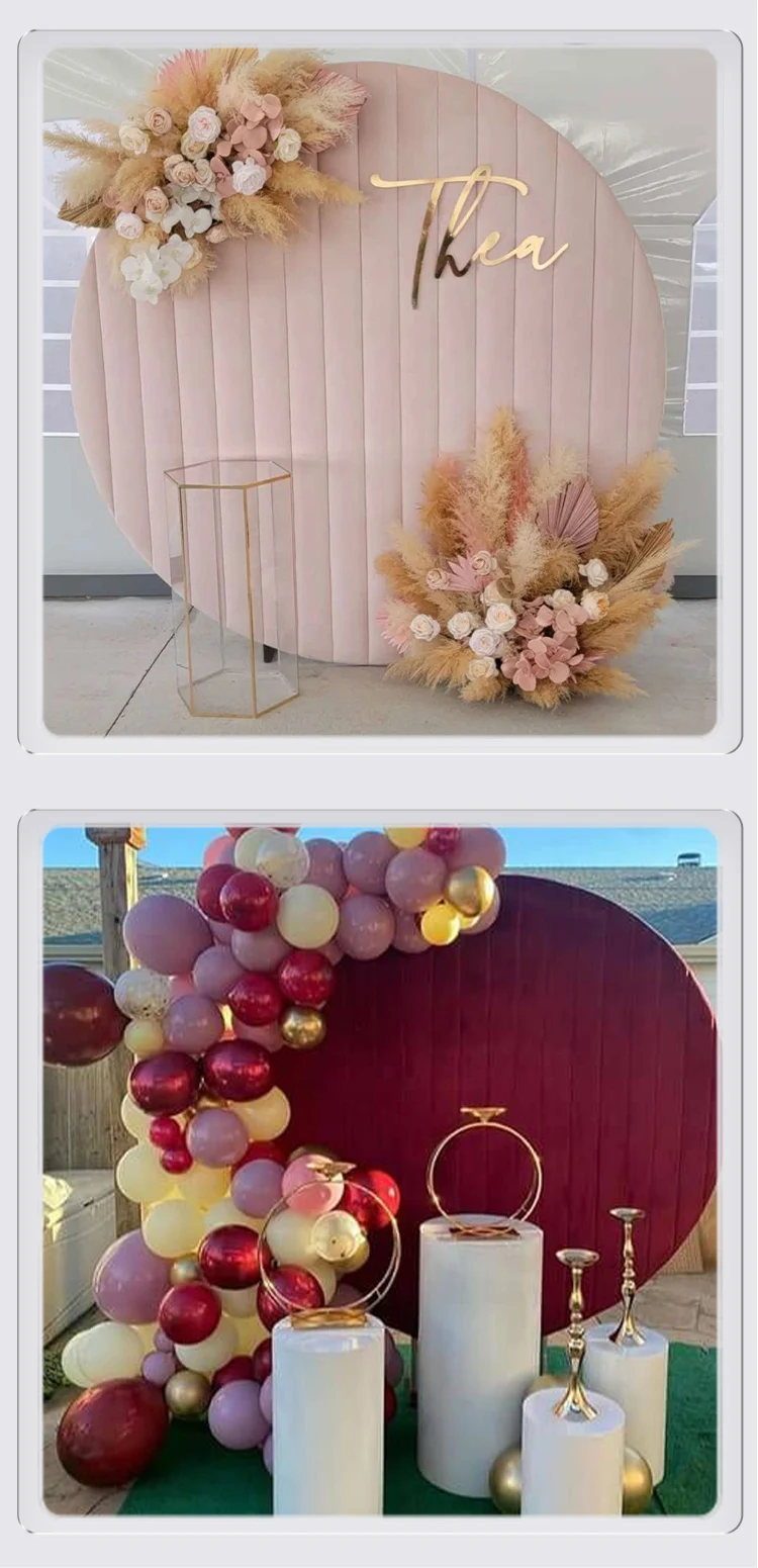 Removable Arch Fabric - 8ft Round Backdrop Pink Velvet Cover